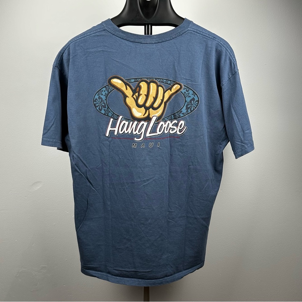 Y2K 2000s Fashion Men’s Anvil Floral Hang Loose Maui Hawaii T-Shirt Size X-Large